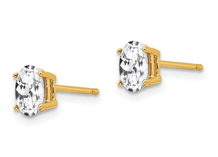 14K gold cubic zirconia oval earrings, alternate view