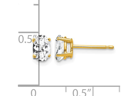 14K gold cubic zirconia oval earrings, further view