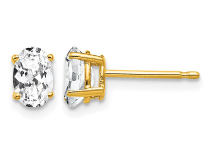 14K gold cubic zirconia oval earrings