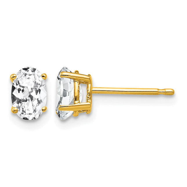 14k Oval Cubic Zirconia Earrings, 6 x 4mm