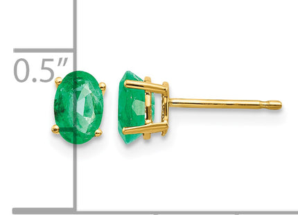 14k Emerald Post Earrings, 6 x 4mm