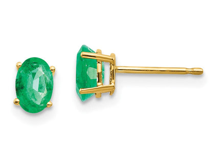 14k Emerald Post Earrings (Style XE86E-B)