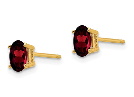 14K gold garnet oval earrings, alternate view