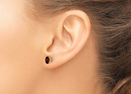 14K gold garnet oval earrings, another view