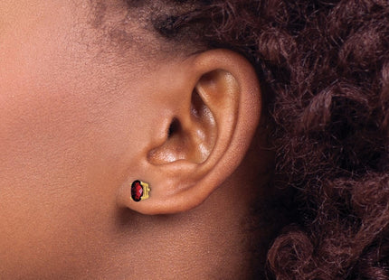 14K gold garnet oval earrings, another view
