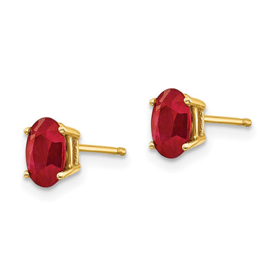 14K x Ruby Oval Post Stud Earrings