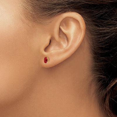 14K x Ruby Oval Post Stud Earrings