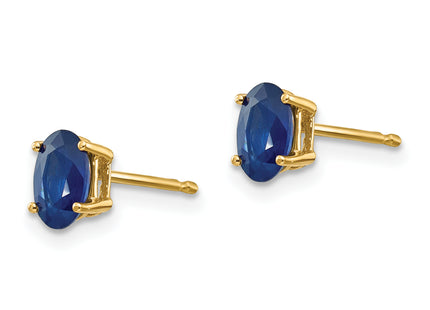 14k Sapphire Post Earrings, 6 x 4mm