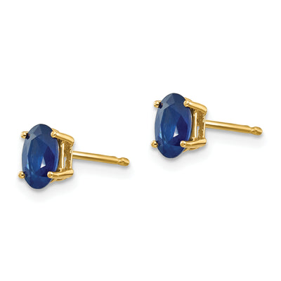 14K Sapphire Post Earrings, 6 x 4mm