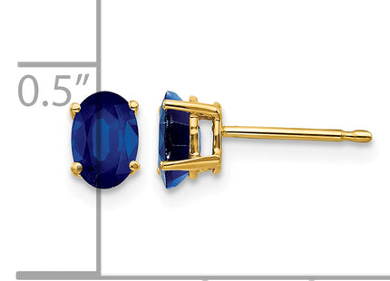 14k Sapphire Post Earrings, 6 x 4mm
