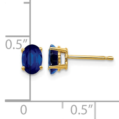 14K Sapphire Post Earrings, 6 x 4mm
