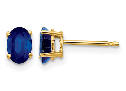 14k Sapphire Post Earrings, 6 x 4mm