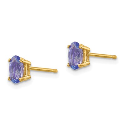 14K Tanzanite Post Earrings, 6 x 4mm