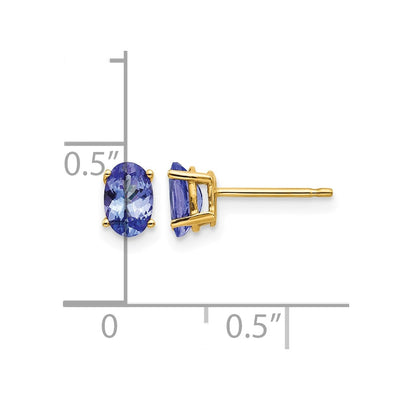 14K Tanzanite Post Earrings, 6 x 4mm