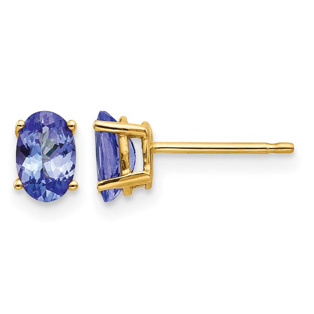 14k Tanzanite Post Earrings, 6 x 4mm