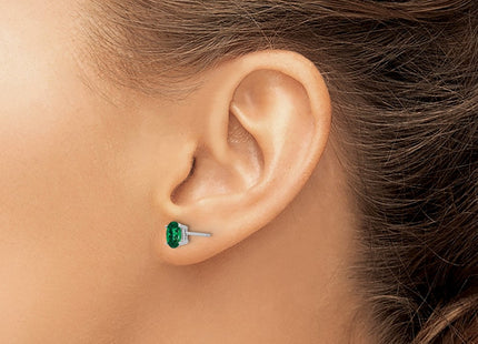 14K white gold oval stud earrings, another view
