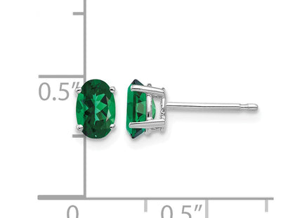 14K white gold oval stud earrings, further view