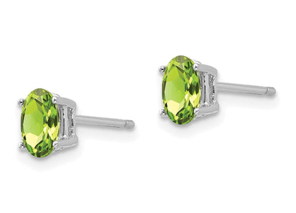 14k White Gold Oval Peridot Earrings (Style XE86WPE)