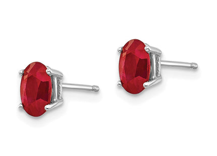 14K white gold ruby earrings, alternate view