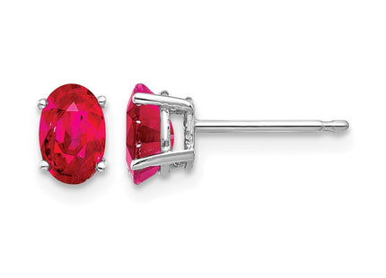 14K white gold ruby earrings