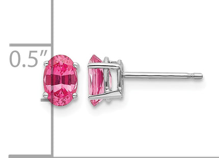 14k White Gold Pink Spinel Earrings, 6 x 4mm