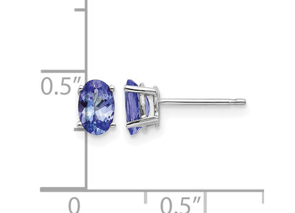 14K white gold tanzanite earrings, further view