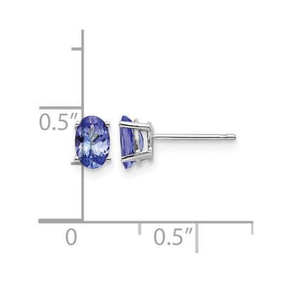 14K White Gold Tanzanite Earrings, 6 x 4mm