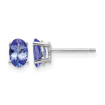 14K White Gold Tanzanite Earrings, 6 x 4mm