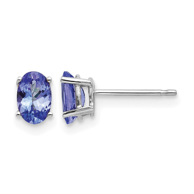 14k White Gold Tanzanite Earrings, 6 x 4mm