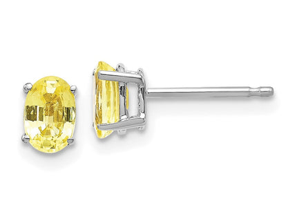 14k White Gold Yellow Sapphire Earrings (Style XE86WYS-B)