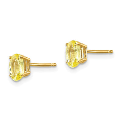 14K Yellow Sapphire Earrings, 6 x 4mm