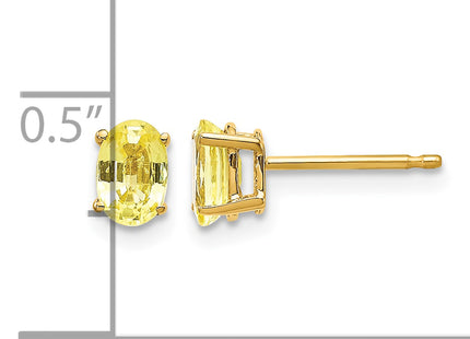 14k Yellow Sapphire Earrings, 6 x 4mm