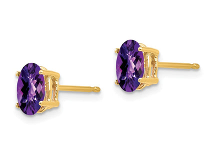 14K gold amethyst oval earrings, alternate view