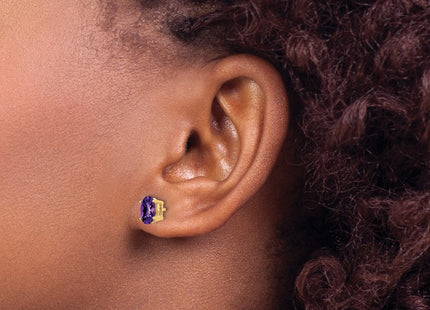 14K gold amethyst oval earrings, another view