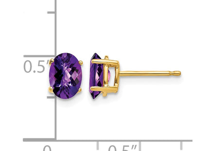 14K gold amethyst oval earrings, further view