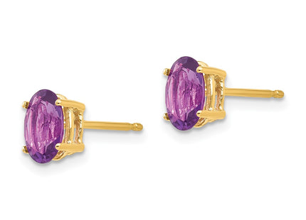 14K gold amethyst oval earrings, alternate view