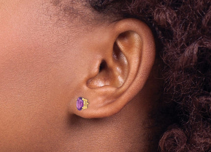14K gold amethyst oval earrings, another view
