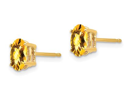 14K gold citrine oval earrings, alternate view