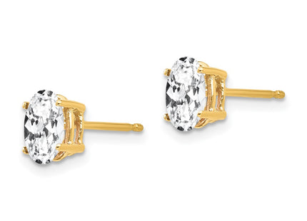 14K gold cubic zirconia oval earrings, alternate view