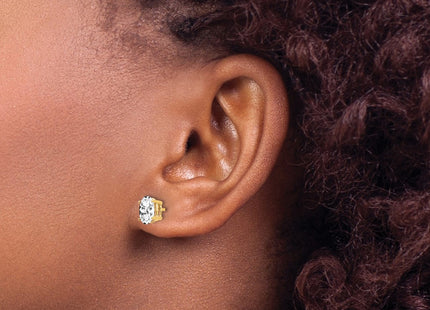 14K gold cubic zirconia oval earrings, another view