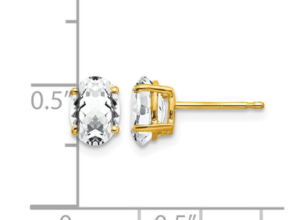 14K gold cubic zirconia oval earrings, further view