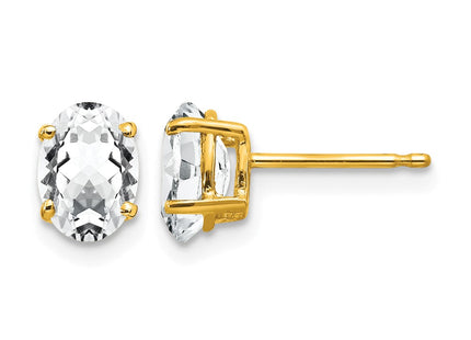 14K gold cubic zirconia oval earrings