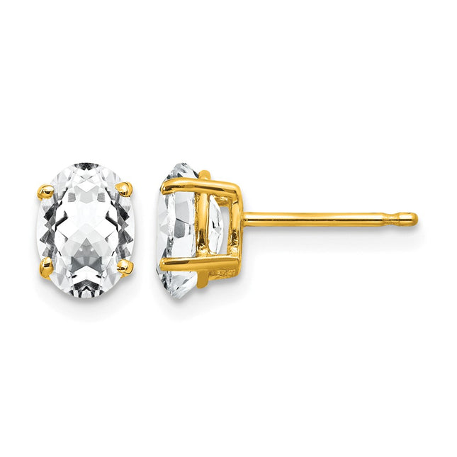14k Oval Cubic Zirconia Earrings, 8 x 5mm