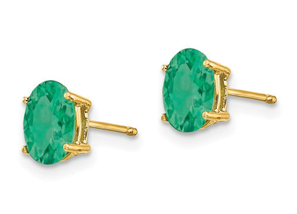 14K gold emerald earrings, alternate view