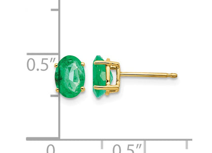 14K gold emerald earrings, further view