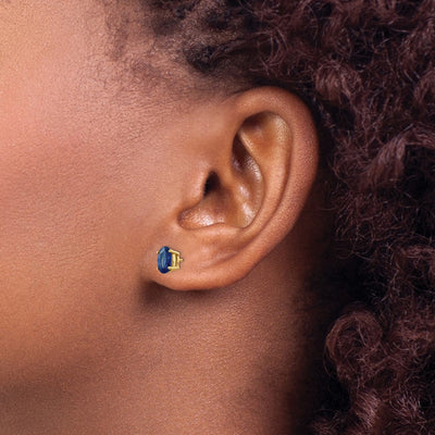 14K Sapphire Post Earrings, 7 x 5mm