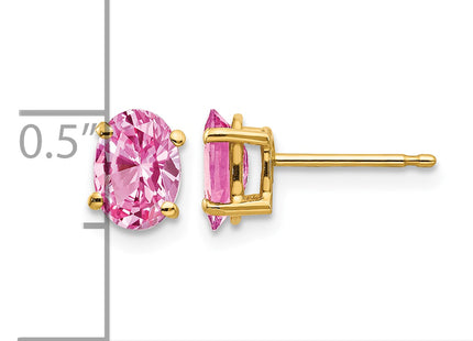 14k Pink Sapphire Earrings, 7 x 5mm