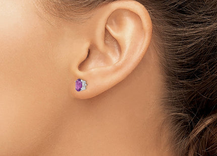 14K white gold amethyst oval earrings, another view