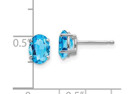 14k White Gold Oval Blue Topaz Earrings (Style XE87WBT)