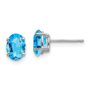 14k White Gold Oval Blue Topaz Earrings (Style XE87WBT)
